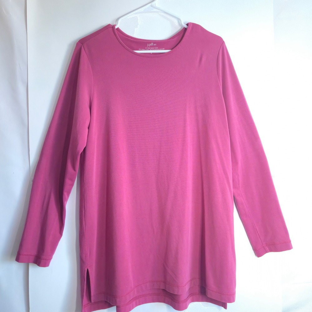 J. Jill Fit Twist-Back Tunic Top Pink Long Sleeve Tencel Blend Medium